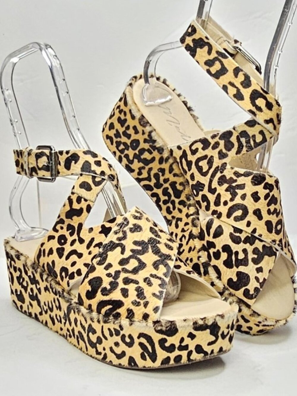 Matisse x Amuse Society Runaway Sz 8 Leopard Print Fur Leather Platform Sandals
